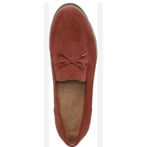 Vionic Finley Suede Loafer Syrah Size 9.5 M Red Slip On Bow‎ Preppy